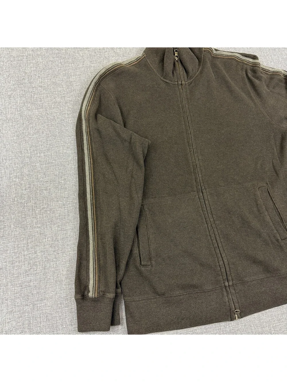 Banana Republic Mens L Brown Full Zip Sweater Track Jacket 100% Cotton